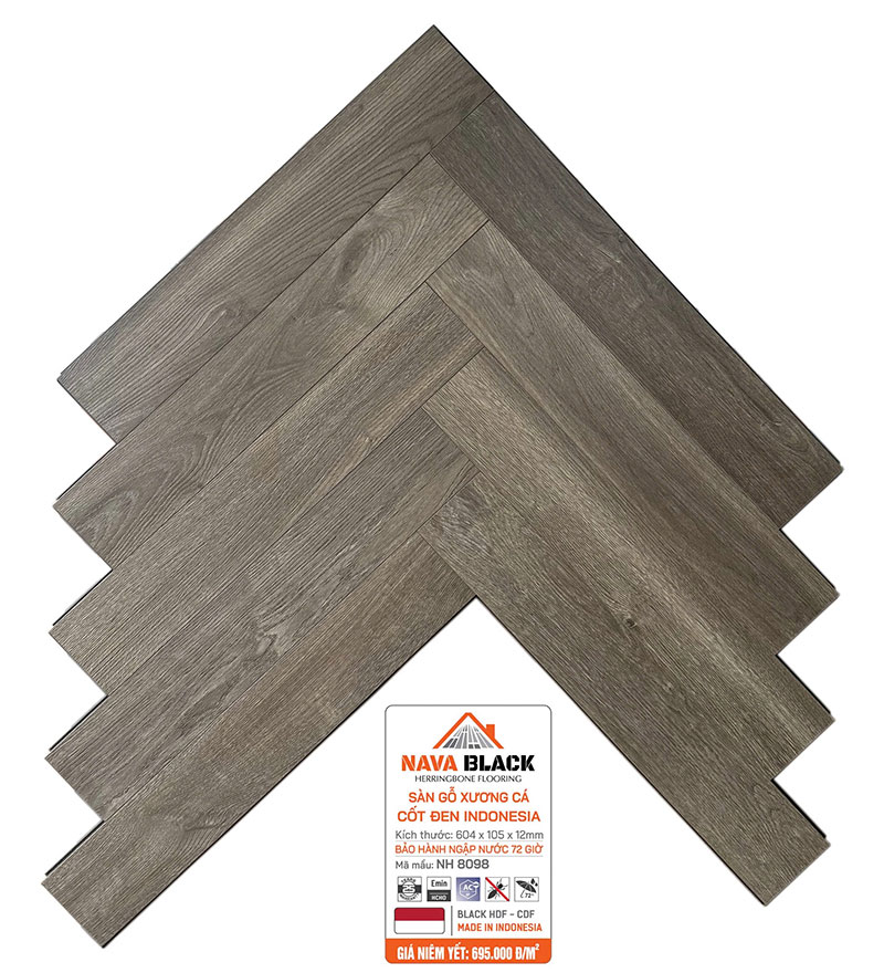 Sàn gỗ xương cá Nava Black NH 8098