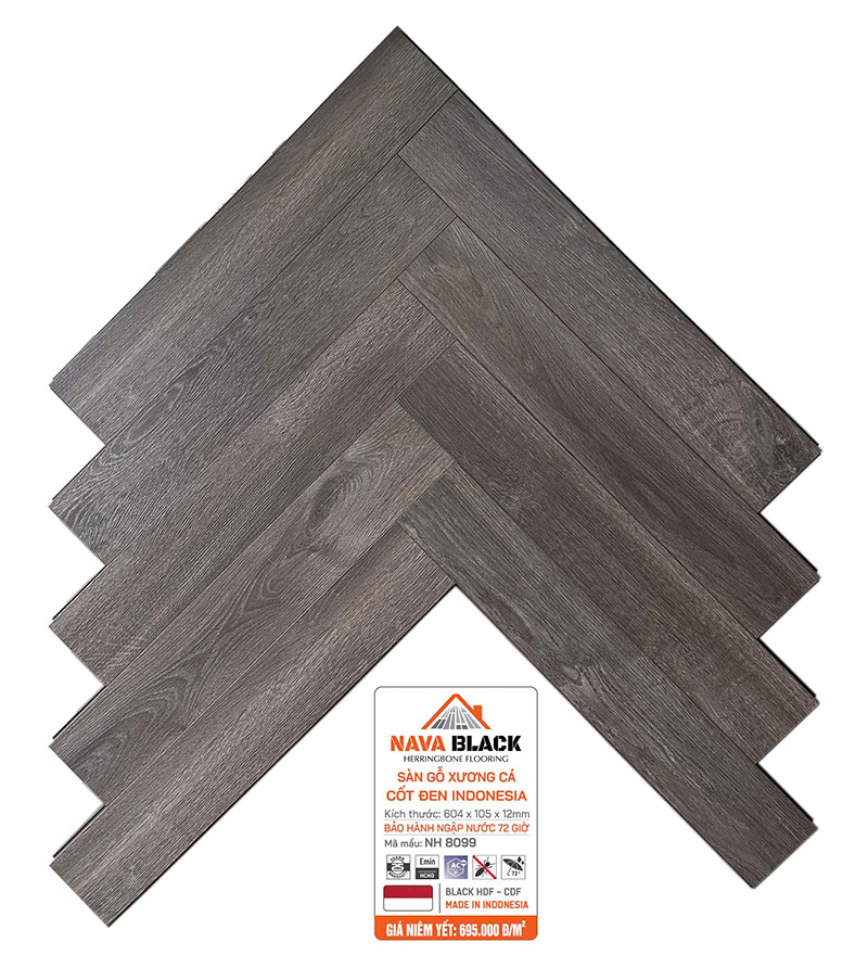 Sàn gỗ xương cá Nava Black NH 8099